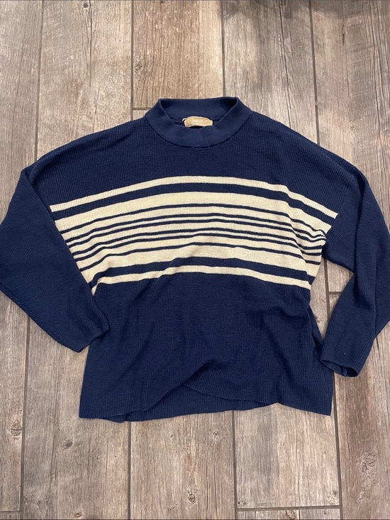 Free People Sweaters - Free People Navy and Cream Striped Crewneck Sweater